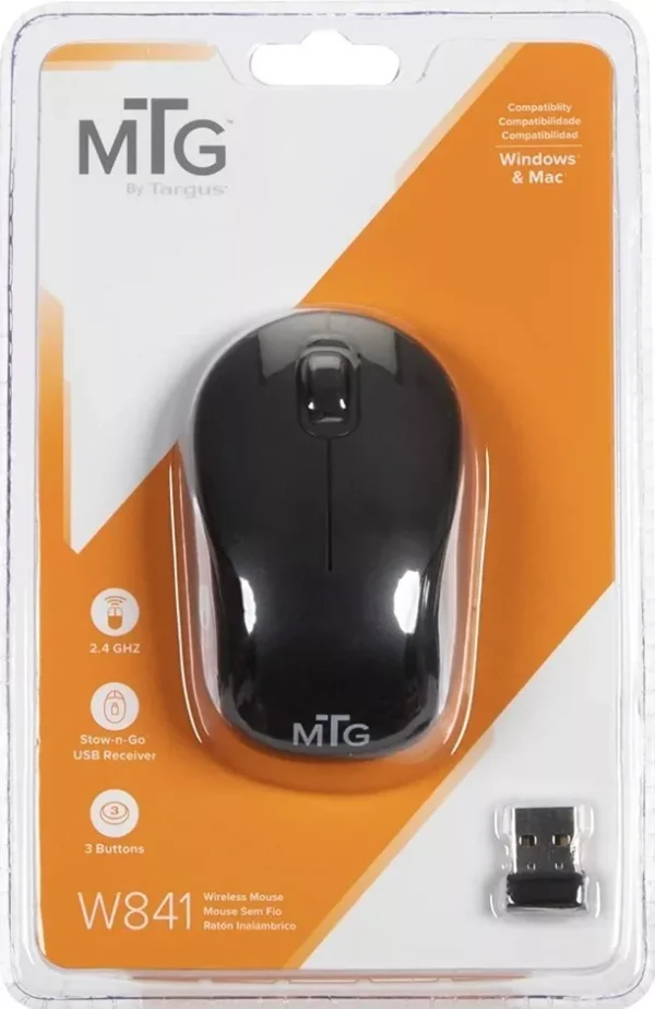 Mouse  MTG Targus W841 Mini, Sem Fio, 1200DPI, 3 Botões, Ergonômico, Preto