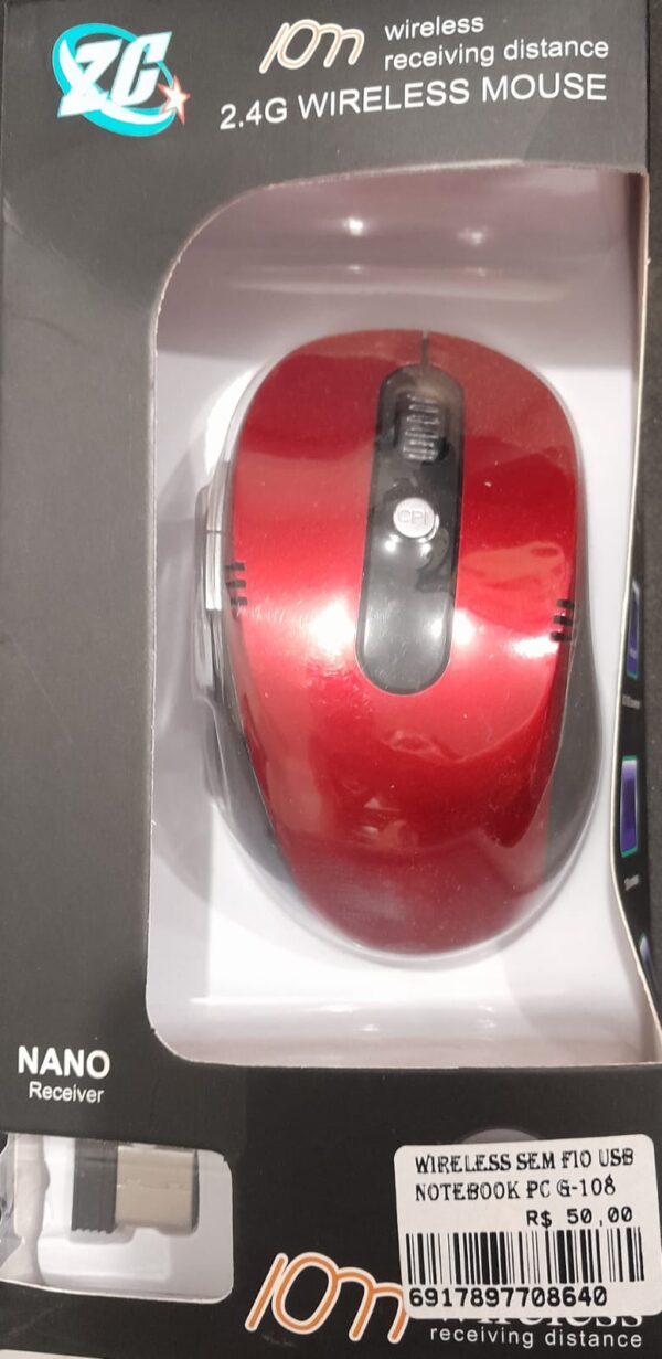 Mouse Sem Fio ZC G-108 Vermelho