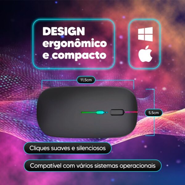 Mouse Sem fio e Bluetooth Recarregavel - Image 5