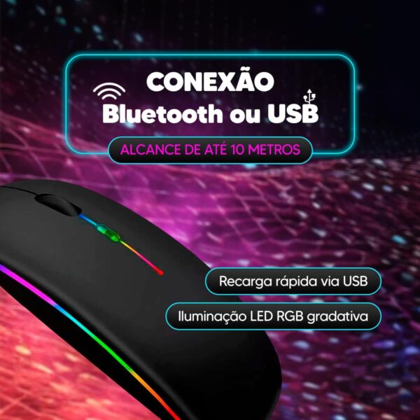 Mouse Sem fio e Bluetooth Recarregavel - Image 4