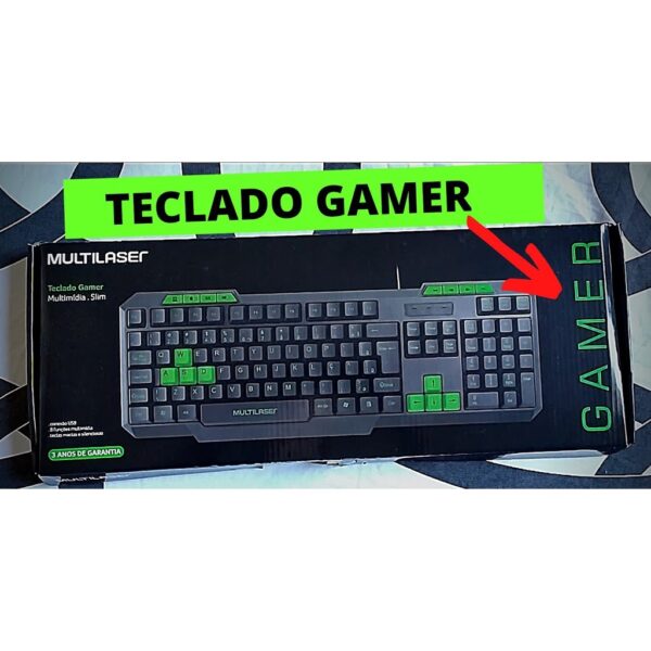 Teclado Gamer Multilaser Tc243 Multimidia USB Verde/Branco