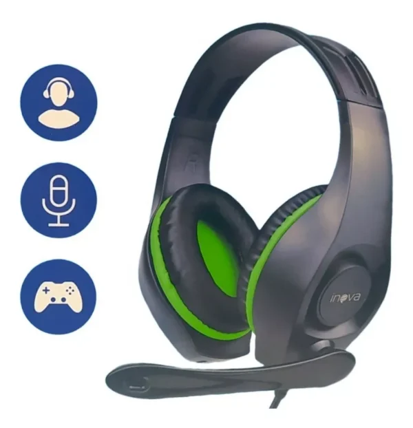 Fone headest Headphone Gamer INOVA Fon-8729 P2 Verde - Image 5