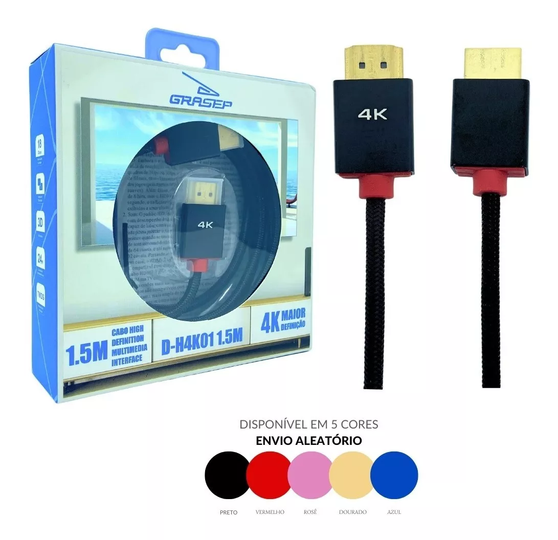 Cabo HDMI 2.0 Grasep 4K D-H4K01 1.5metros - Image 3