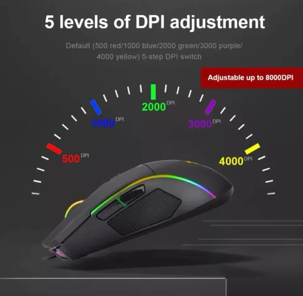 Mouse Gamer Redragon RGB Lonewolf G105 USB  8 Botões 8000 DPI - Image 4