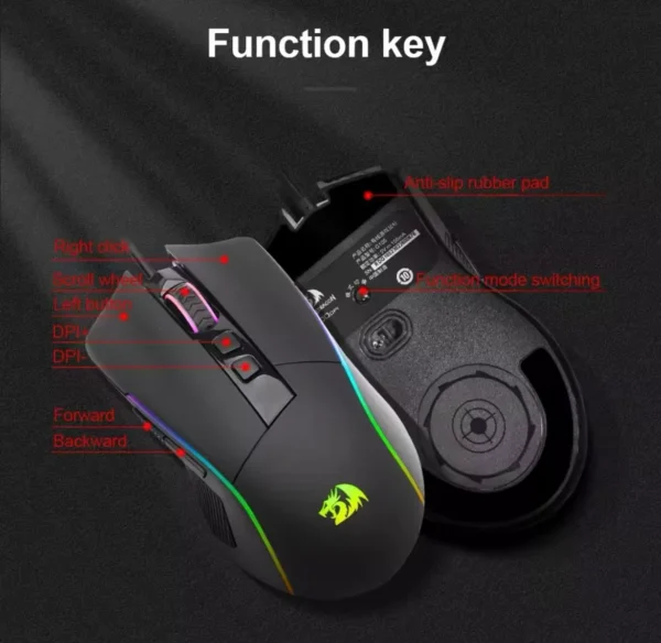 Mouse Gamer Redragon RGB Lonewolf G105 USB  8 Botões 8000 DPI - Image 7