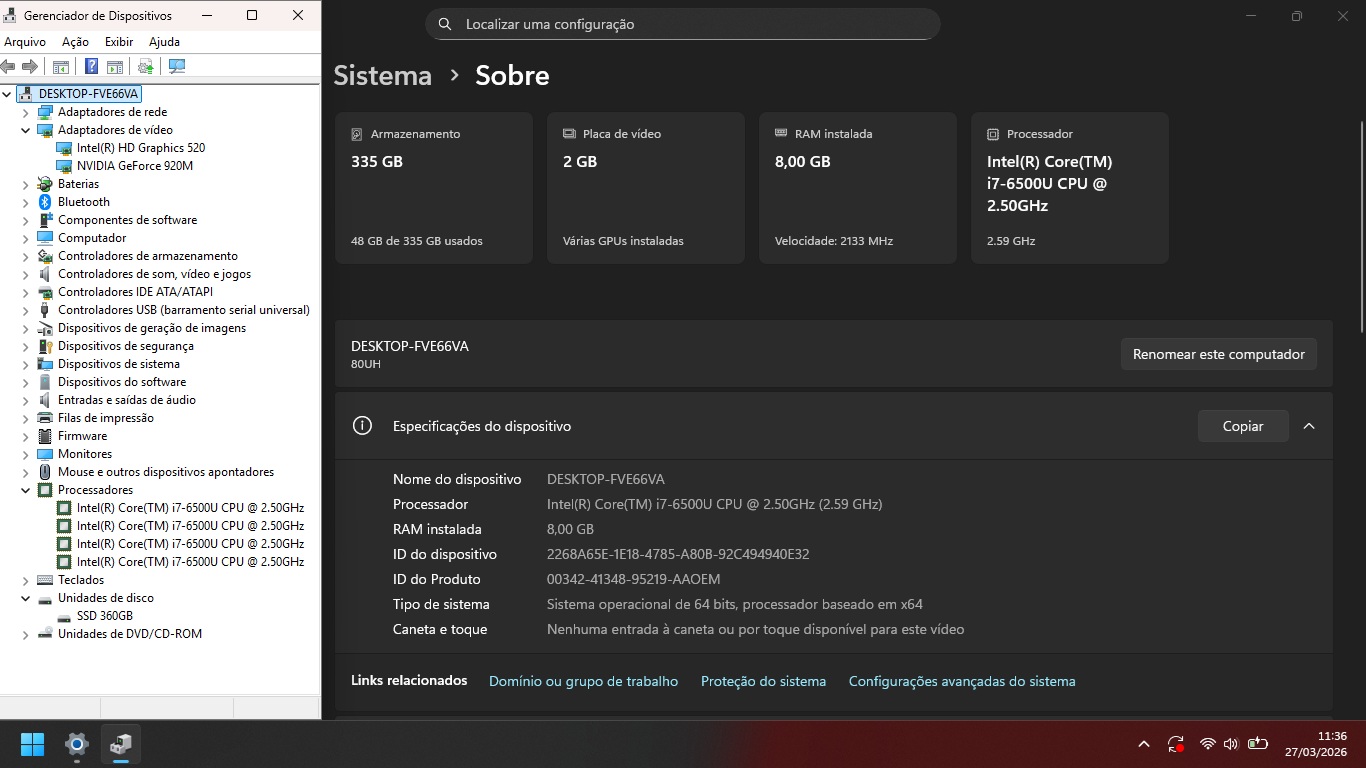 Notebook Lenovo 310-80UH - Intel I7-6500U, 8GB DDR4, 360GB SSD, 15.6"